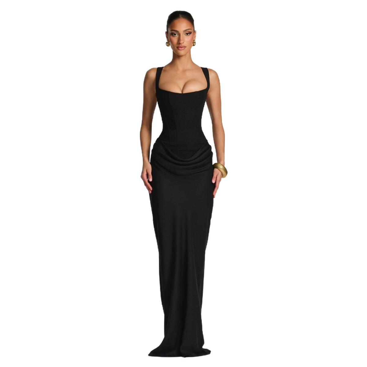 Womens Fishbone Bodycon Long Dress