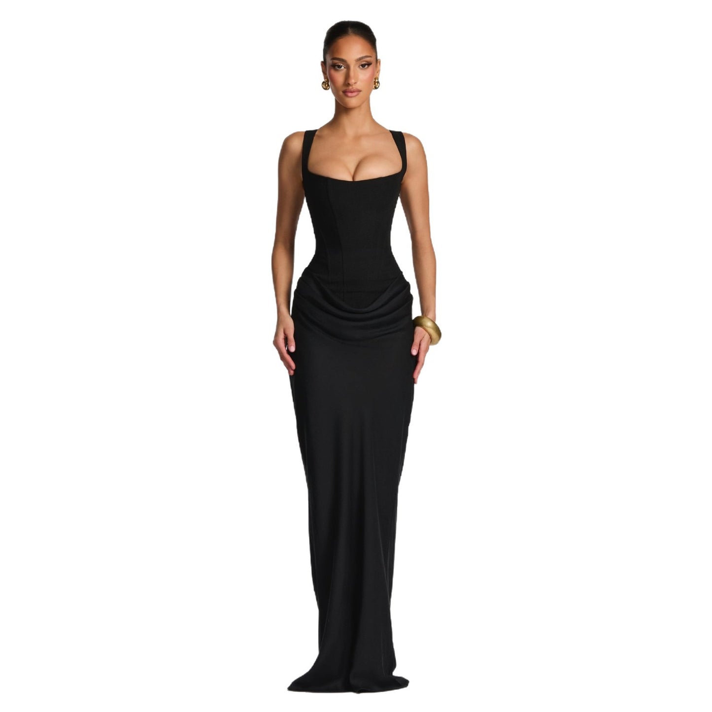 Womens Fishbone Bodycon Long Dress