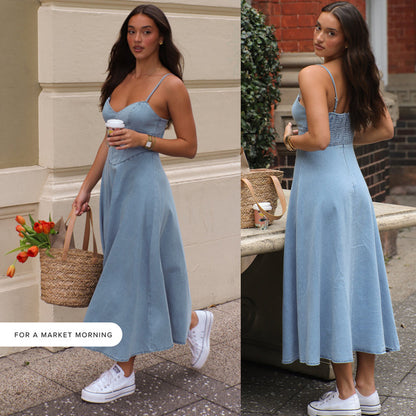 Sleeveless Denim Dress with Adjustable Straps