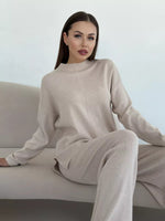 Women's Long Sleeve Sweater Pants Suit