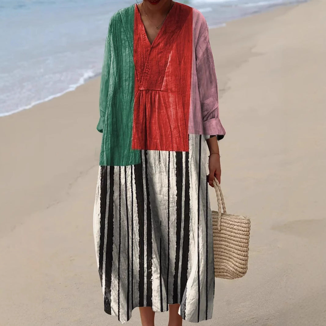 Printed Sleeve Long Skirt
