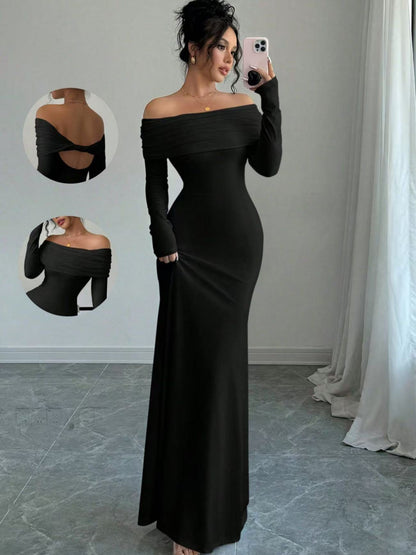 One-shoulder bag-style hip-length dress