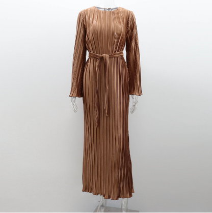 Women's Round Neck Pleated Dress