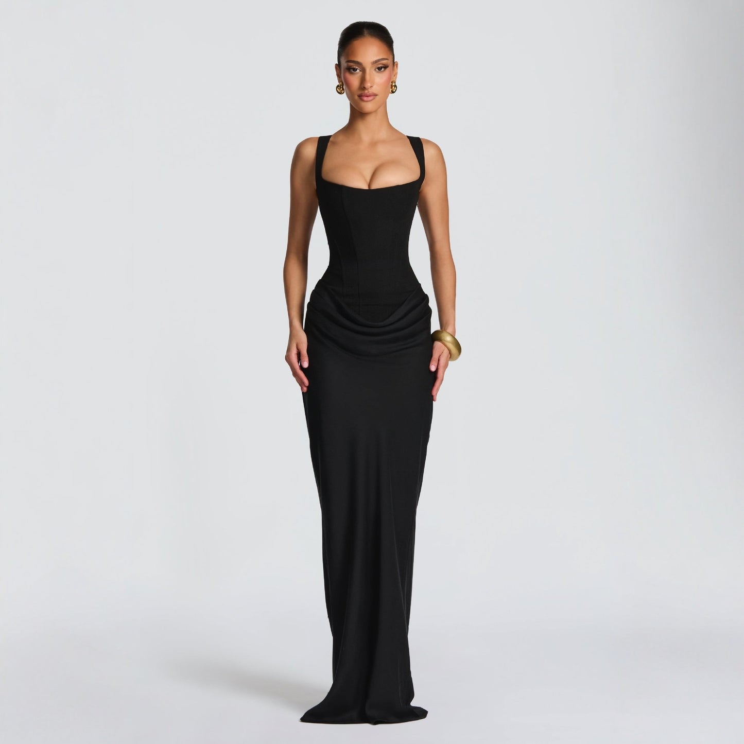 Womens Fishbone Bodycon Long Dress
