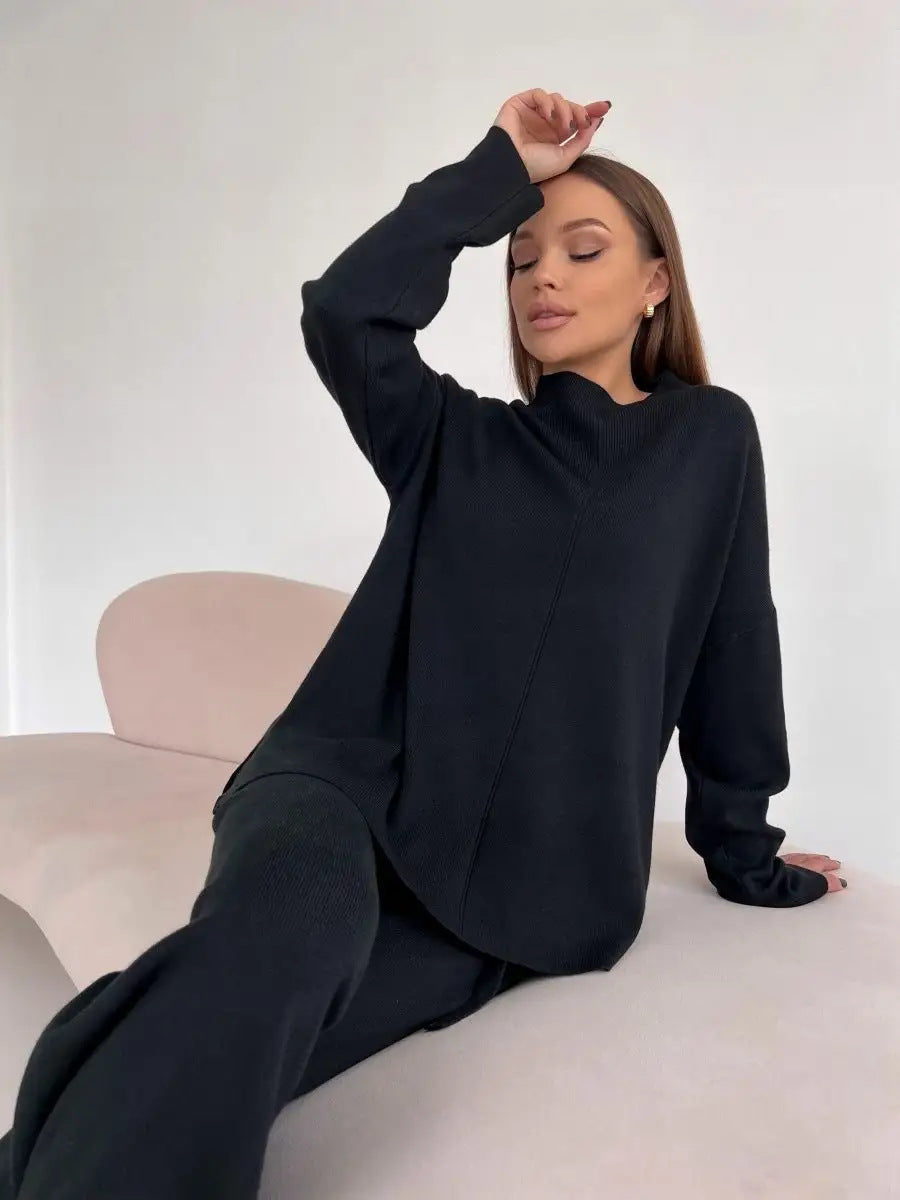 Women's Long Sleeve Sweater Pants Suit