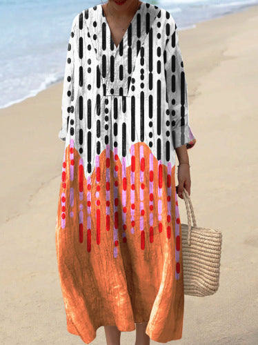 Printed Sleeve Long Skirt