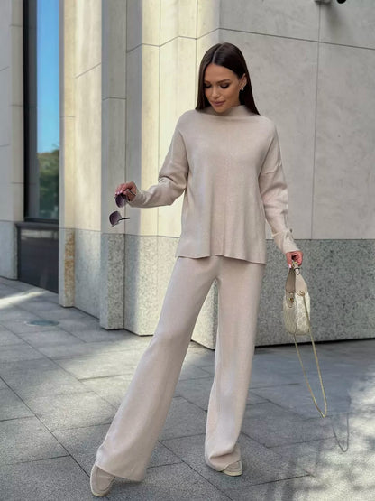 Women's Long Sleeve Sweater Pants Suit