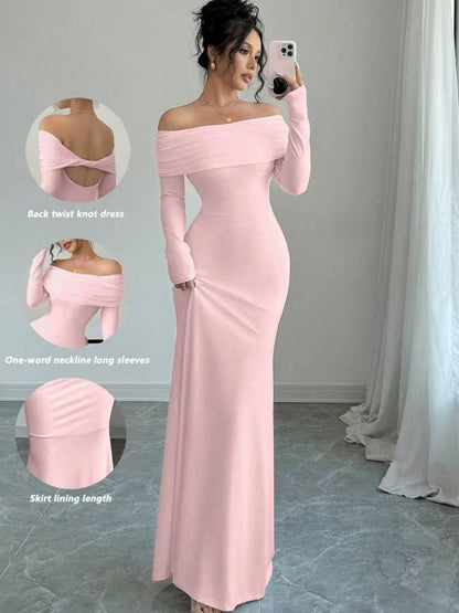 One-shoulder bag-style hip-length dress