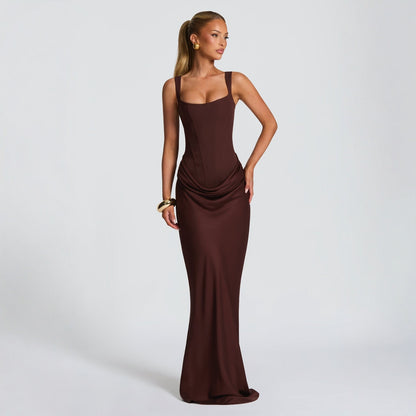 Womens Fishbone Bodycon Long Dress