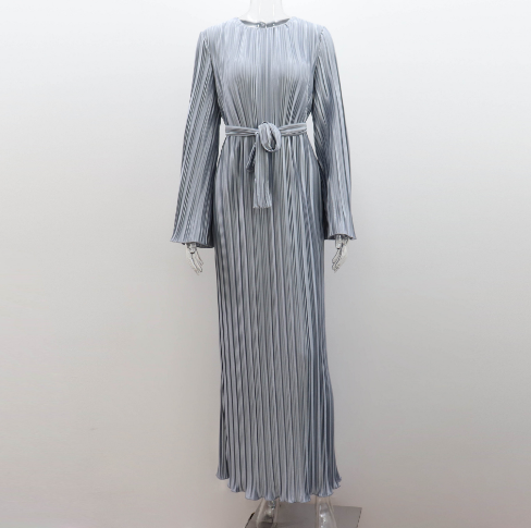 Women's Round Neck Pleated Dress