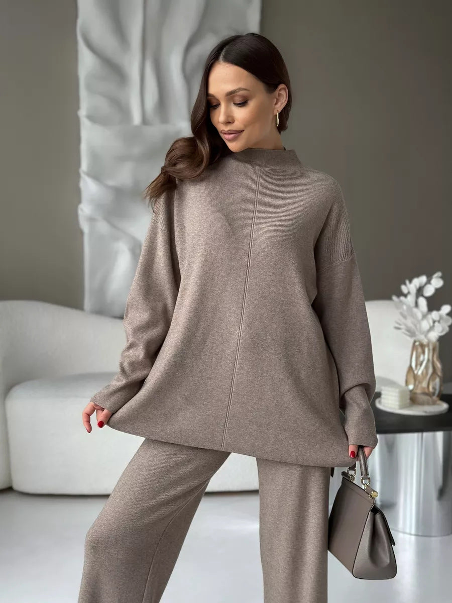 Women's Long Sleeve Sweater Pants Suit