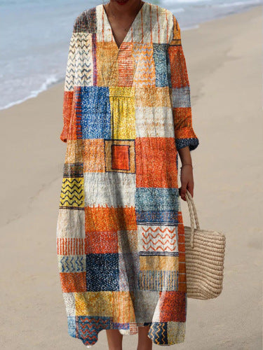 Printed Sleeve Long Skirt