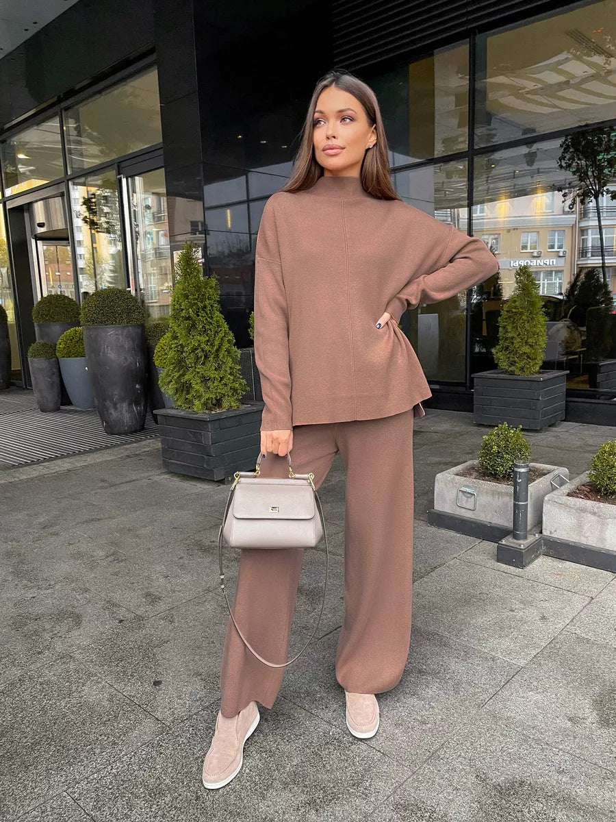 Women's Long Sleeve Sweater Pants Suit