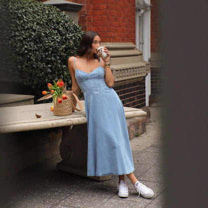 Sleeveless Denim Dress with Adjustable Straps