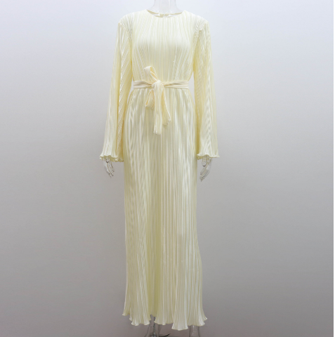 Women's Round Neck Pleated Dress