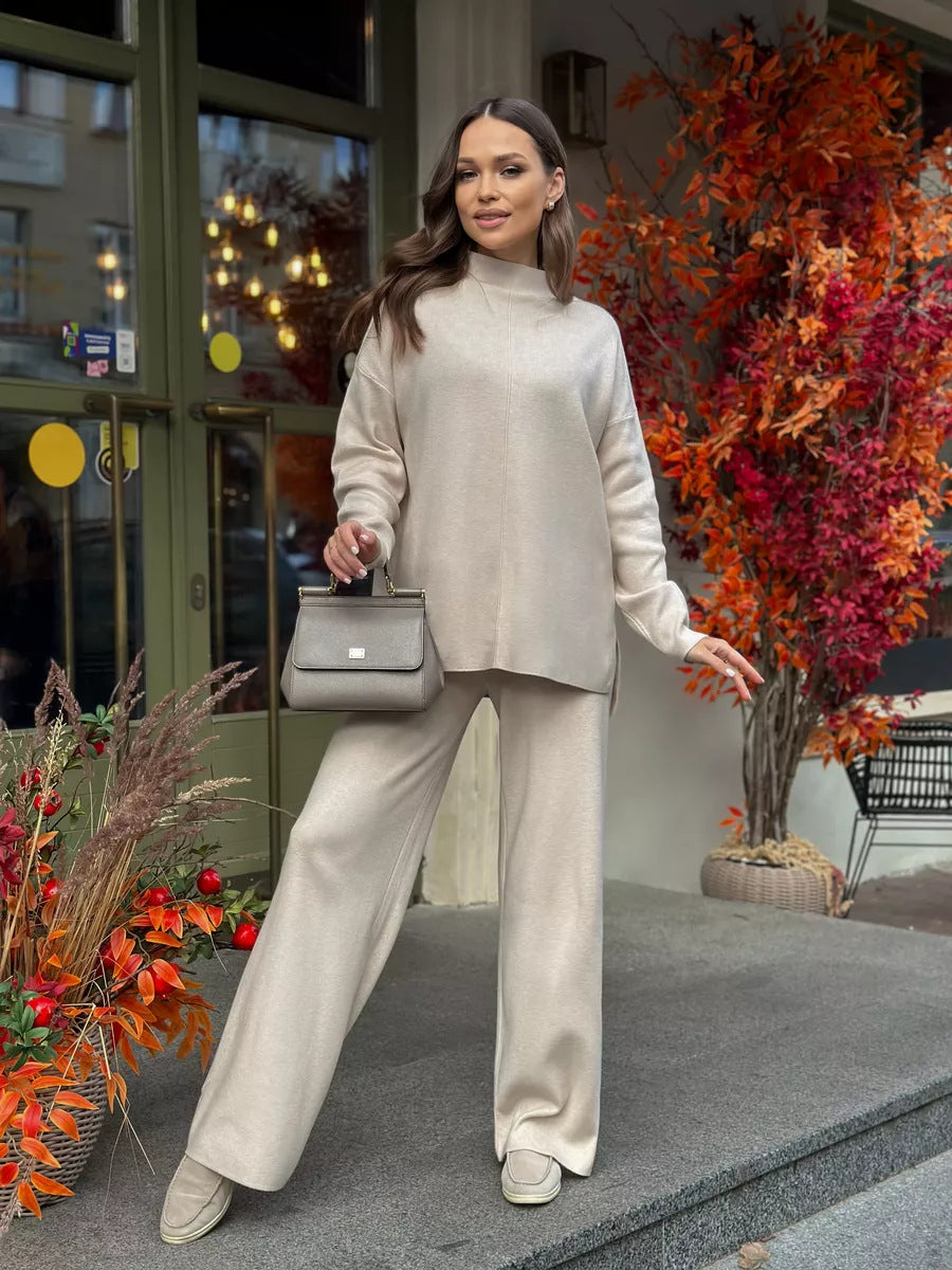 Women's Long Sleeve Sweater Pants Suit