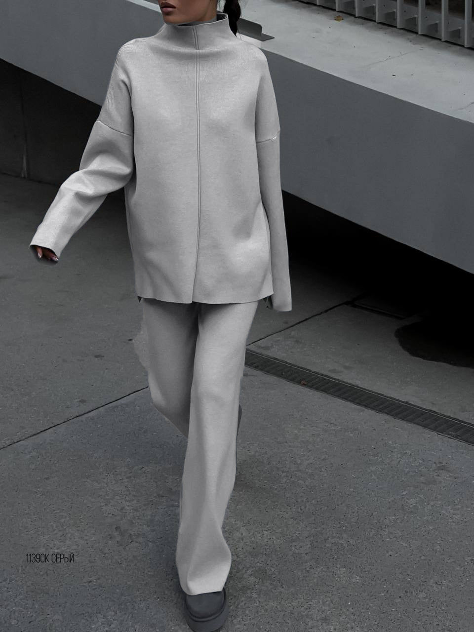 Women's Long Sleeve Sweater Pants Suit