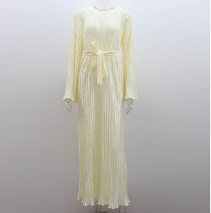 Women's Round Neck Pleated Dress