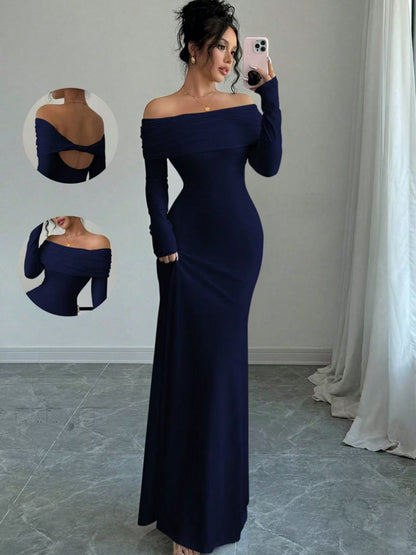 One-shoulder bag-style hip-length dress