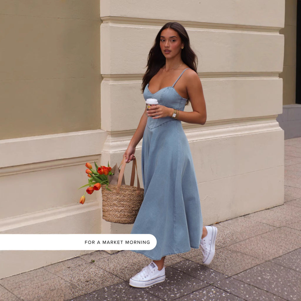 Sleeveless Denim Dress with Adjustable Straps